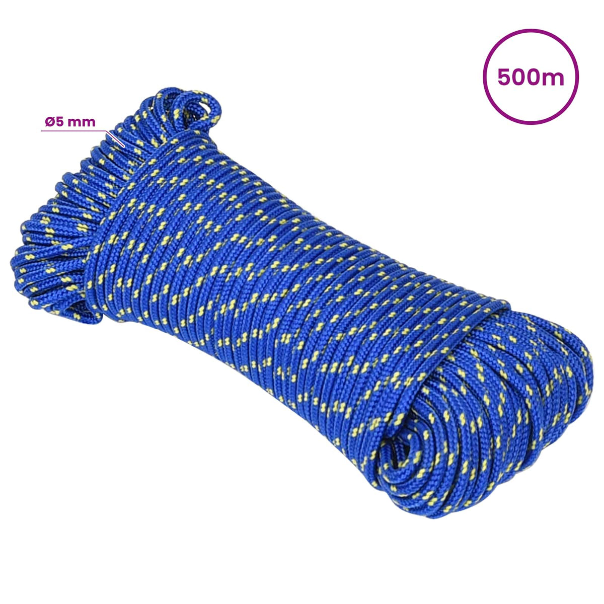 Multipurpose Utility Rope 5 mm 500 m Blue PP 150 kg Max Load