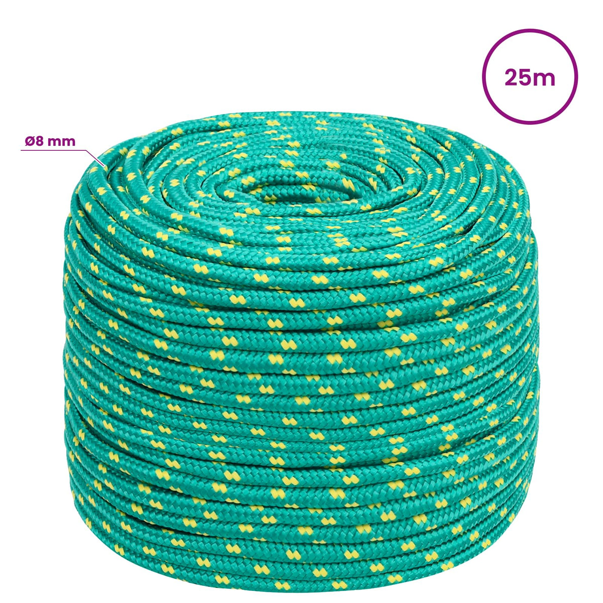 Multipurpose Utility Rope 8 mm 25 m Green PP 420 kg Max Load