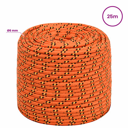 Multipurpose Utility Rope 6 mm 25 m Orange PP 240 kg Max Load