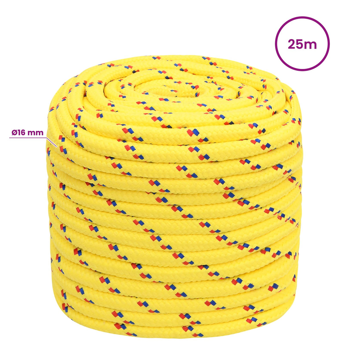 Multipurpose Utility Rope 16 mm 25 m Yellow PP 1560 kg Max Load