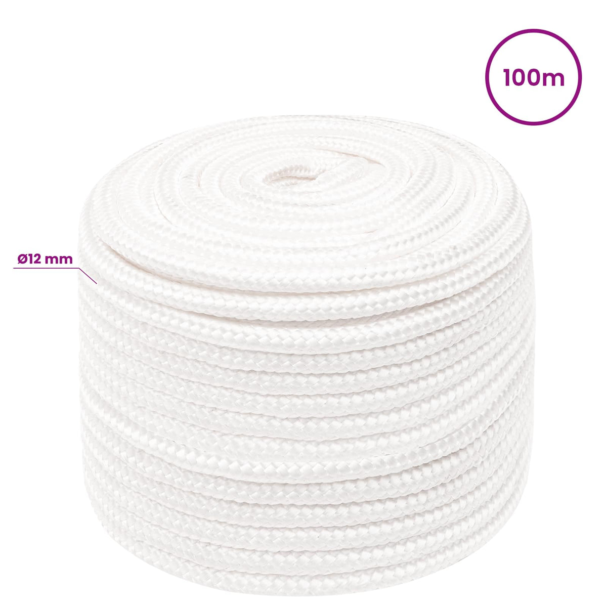 Multipurpose Utility Rope 12 mm 100 m White PP 930 kg Max Load