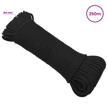 Multipurpose Utility Rope 4 mm 250 m Black PP 105 kg Max Load