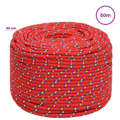 Multipurpose Utility Rope 6 mm 50 m Red PP 240 kg Max Load
