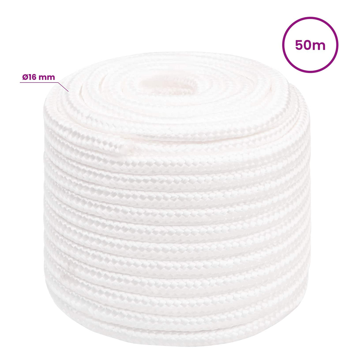 Multipurpose Utility Rope 16 mm 50 m White PP 1560 kg Max Load