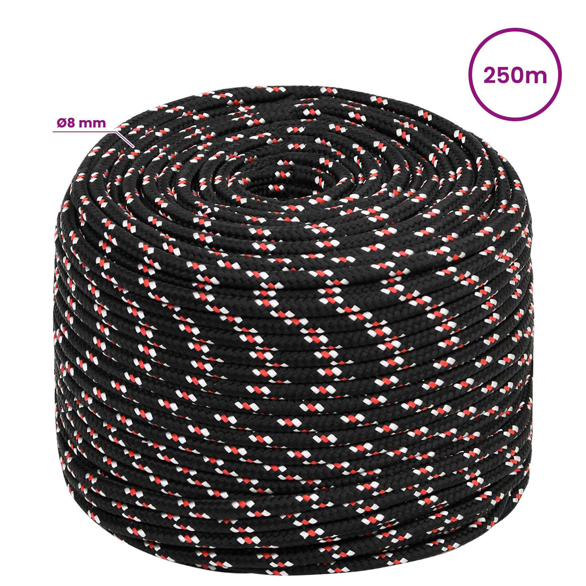Multipurpose Utility Rope 8 mm 250 m Black and Red PP