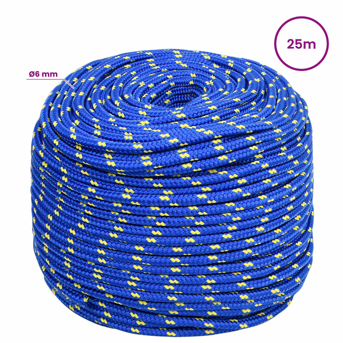 Multipurpose Utility Rope 6 mm 25 m Blue PP 240 kg Max Load