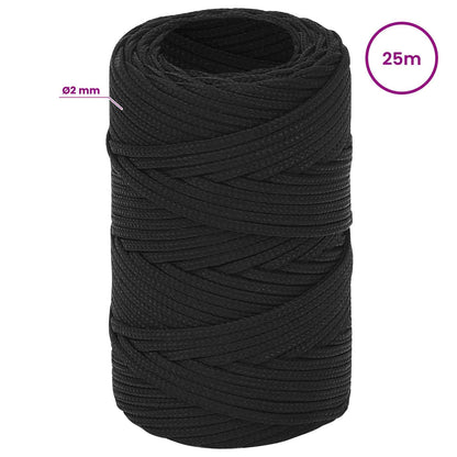 Multipurpose Utility Rope 2 mm 25 m Black PP 27 kg Max Load