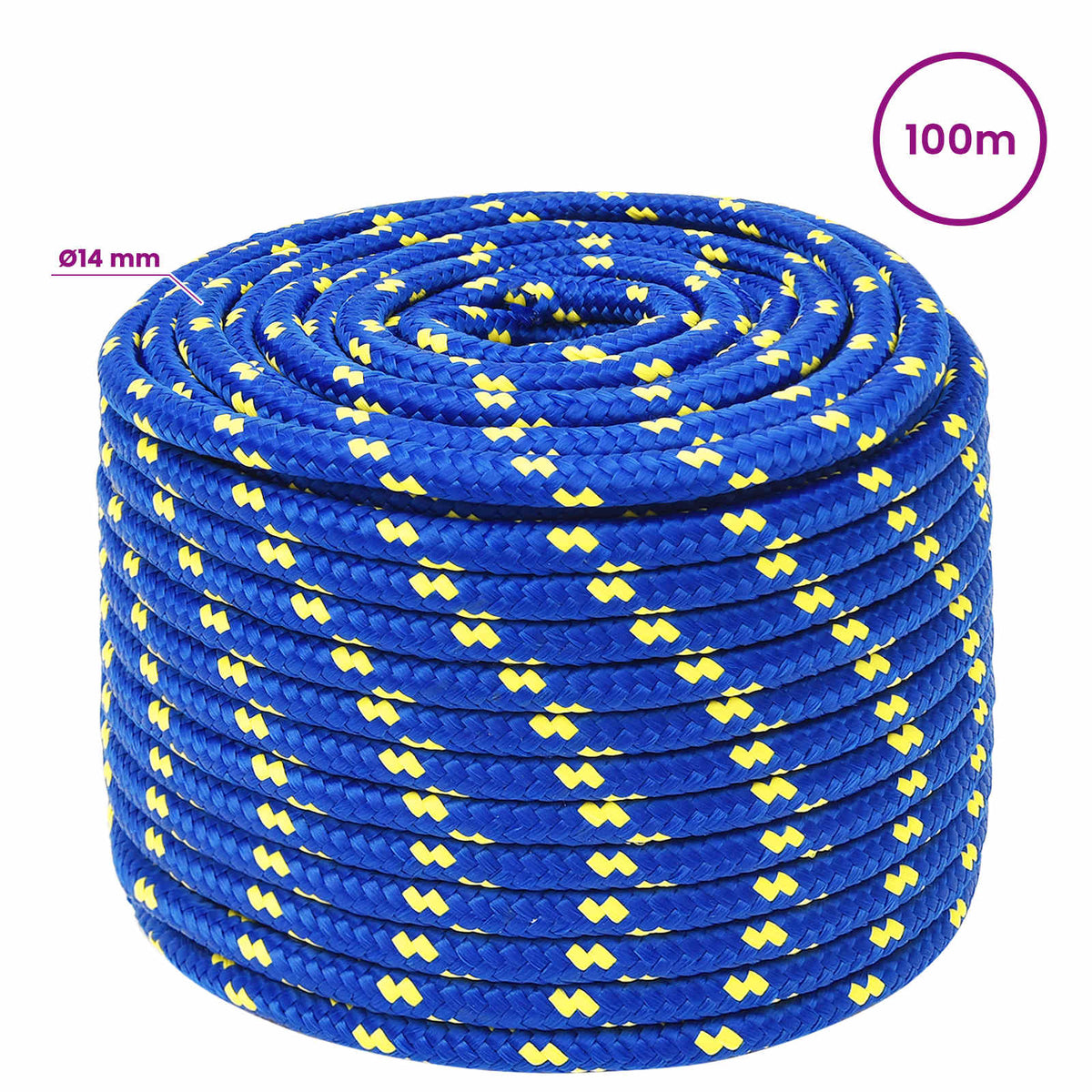 Multipurpose Utility Rope 14 mm 100 m Blue PP 1275 kg Max Load