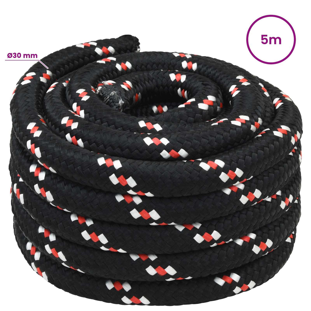 Multipurpose Utility Rope 30 mm 5 m Black and Red PP