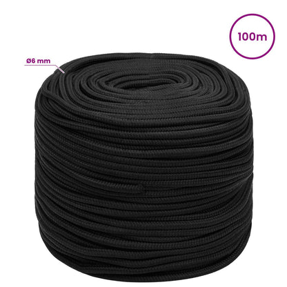 Multipurpose Utility Rope 6 mm 100 m Black PP 240 kg Max Load