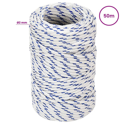 Multipurpose Utility Rope 2 mm 50 m White and Blue PP
