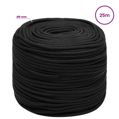 Multipurpose Utility Rope 6 mm 25 m Black PP 240 kg Max Load
