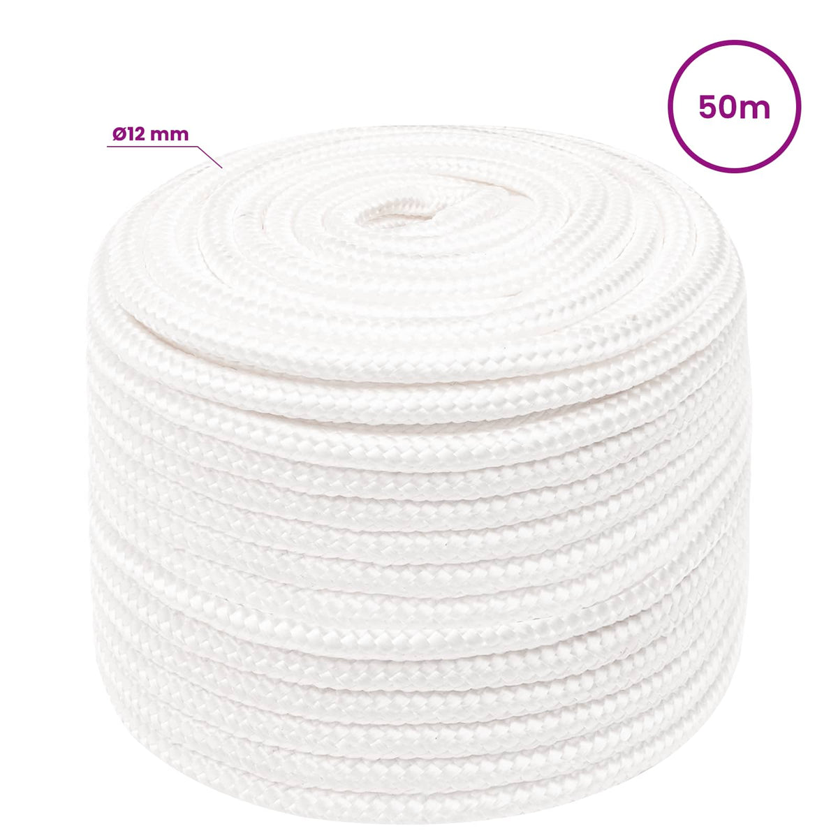 Multipurpose Utility Rope 12 mm 50 m White PP 930 kg Max Load