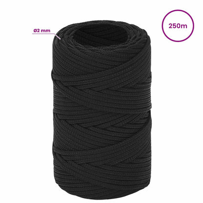 Multipurpose Utility Rope 2 mm 250 m Black PP 27 kg Max Load