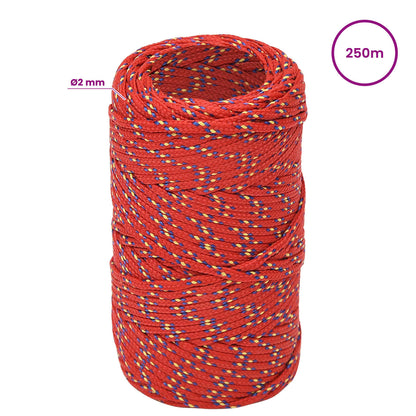 Multipurpose Utility Rope 2 mm 250 m Red PP 27 kg Max Load
