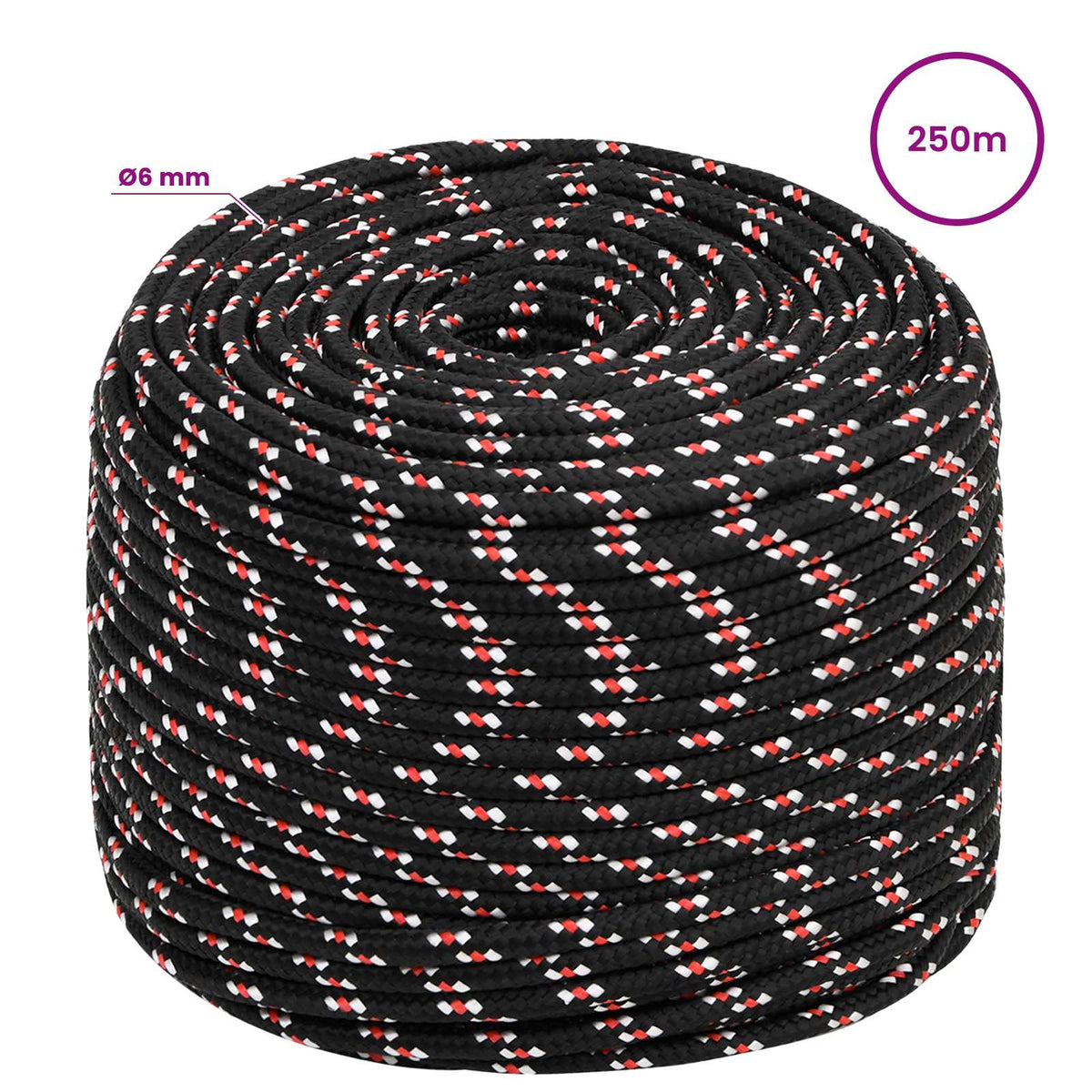 Multipurpose Utility Rope 6 mm 250 m Black and Red PP