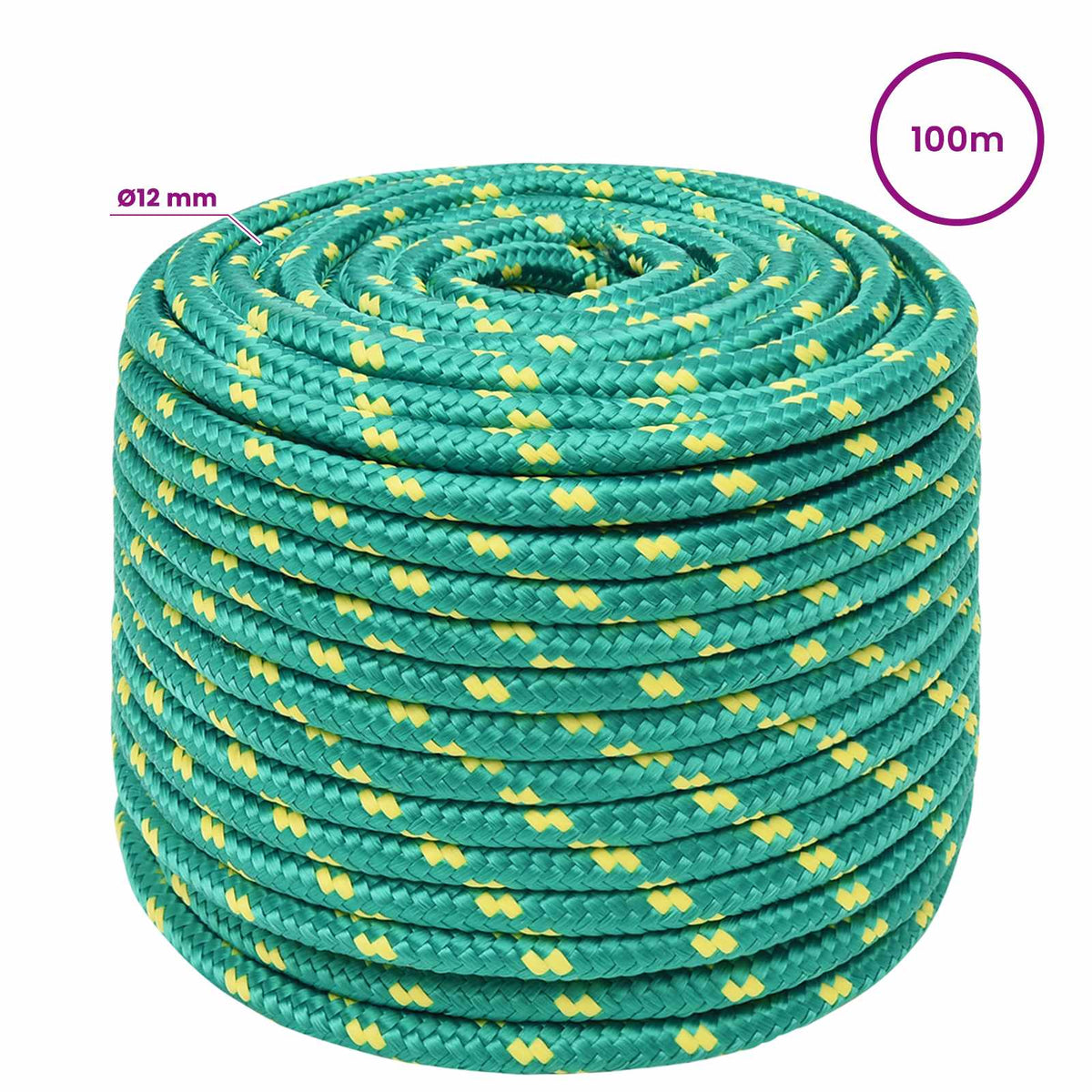 Multipurpose Utility Rope 12 mm 100 m Green PP 930 kg Max Load