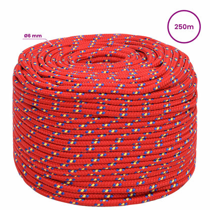 Multipurpose Utility Rope 6 mm 250 m Red PP 240 kg Max Load