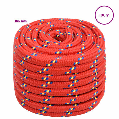 Multipurpose Utility Rope 20 mm 100 m Red PP 2400 kg Max Load