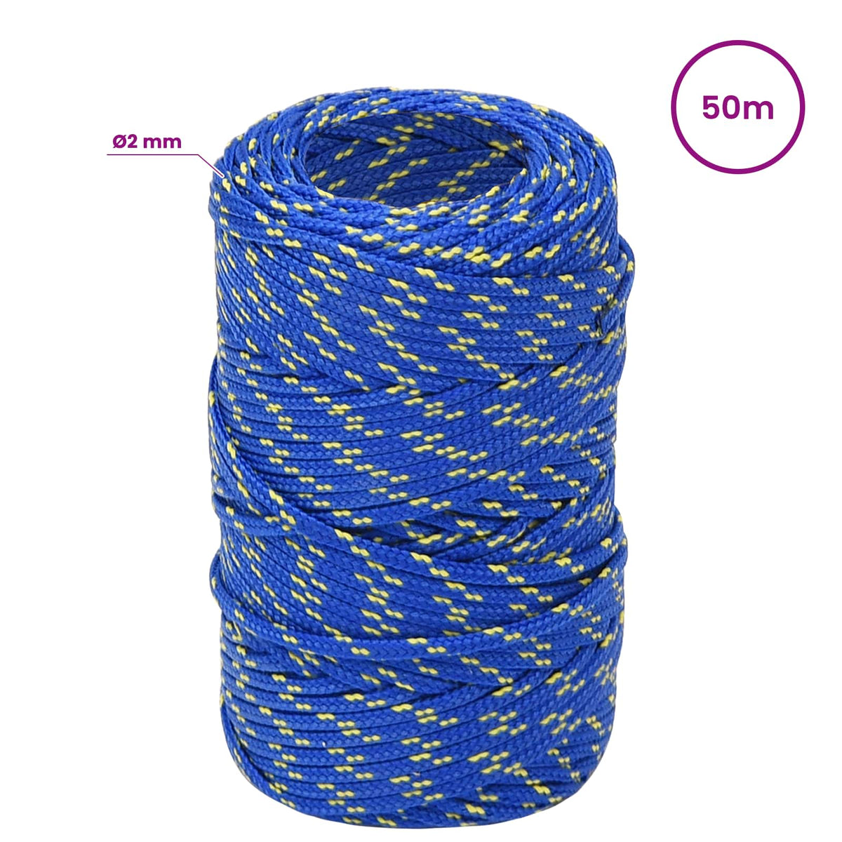 Multipurpose Utility Rope 2 mm 50 m Blue PP 27 kg Max Load