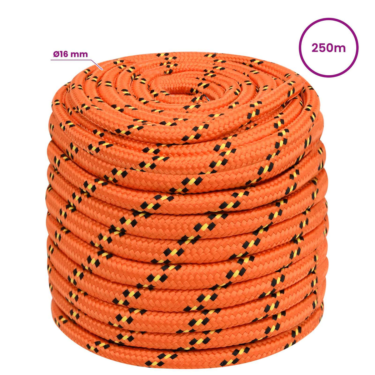 Multipurpose Utility Rope 16 mm 250 m Orange PP