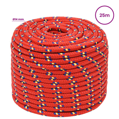 Multipurpose Utility Rope 14 mm 25 m Red PP 1275 kg Max Load
