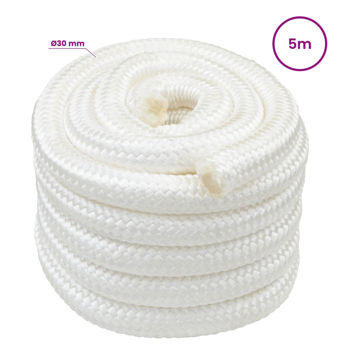 Multipurpose Utility Rope 30 mm 5 m White PP 5400 kg Max Load