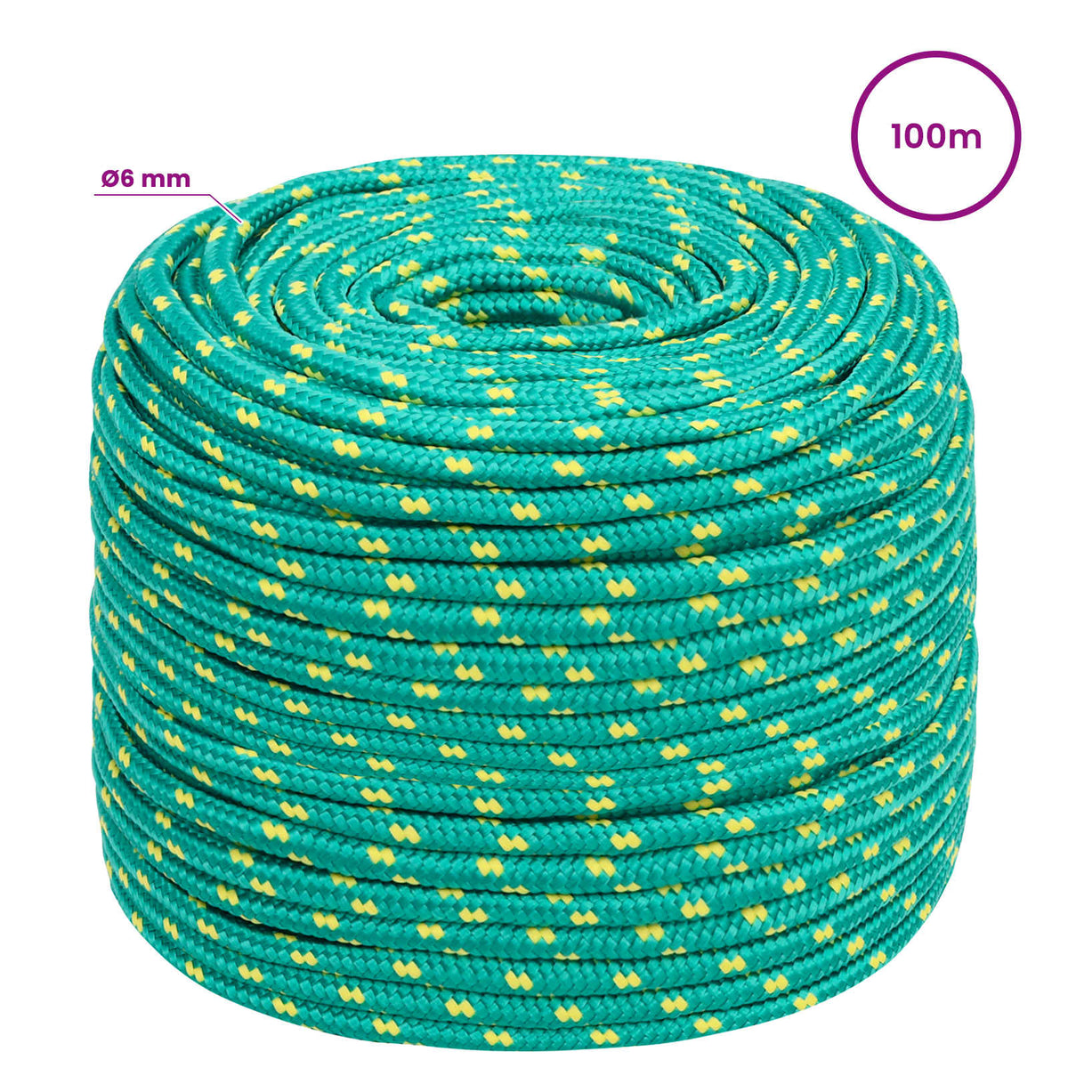Multipurpose Utility Rope 6 mm 100 m Green PP 240 kg Max Load