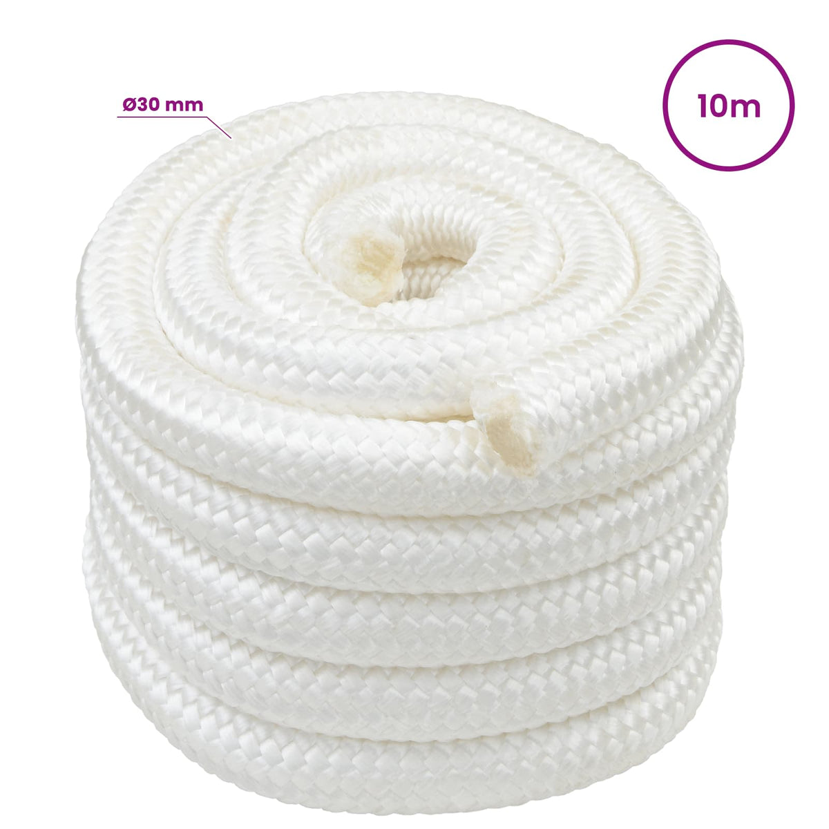 Multipurpose Utility Rope 30 mm 10 m White PP 5400 kg Max Load