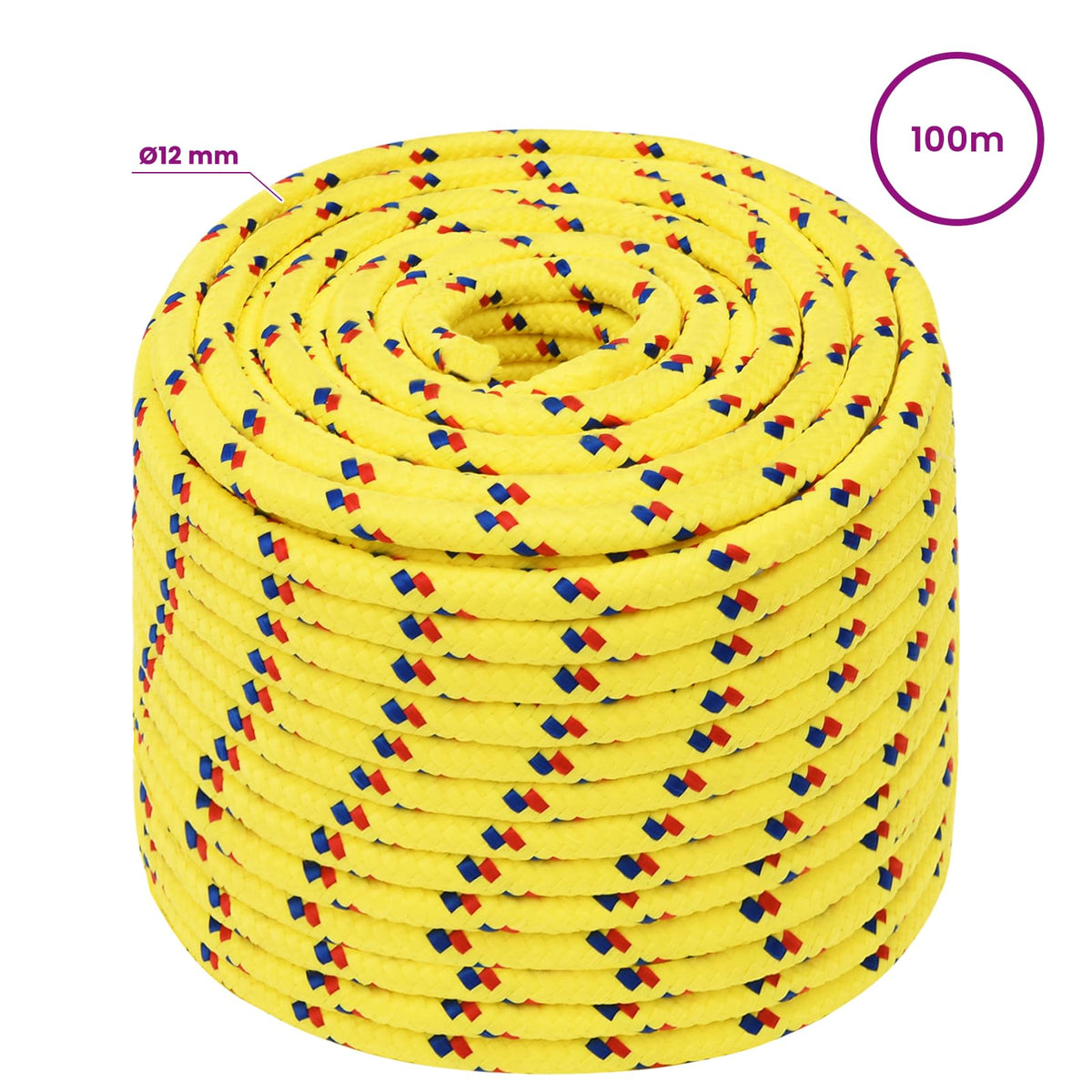 Multipurpose Utility Rope 12 mm 100 m Yellow PP 930 kg Max Load