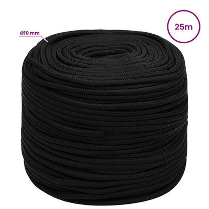Multipurpose Utility Rope 10 mm 25 m Black Polyester