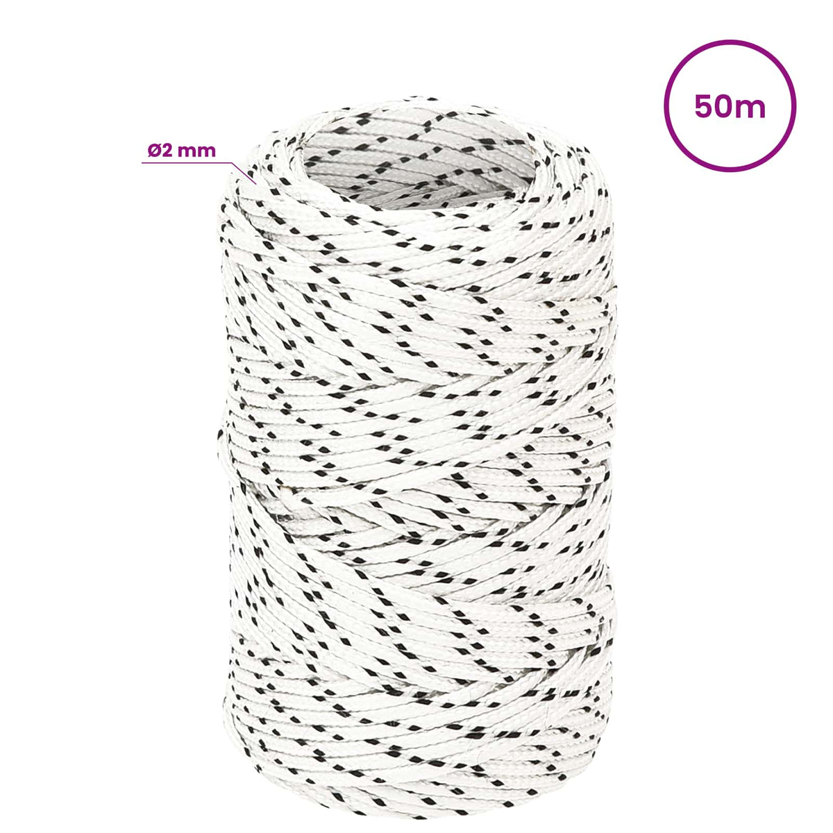 Multipurpose Utility Rope 2 mm 50 m White Polyester