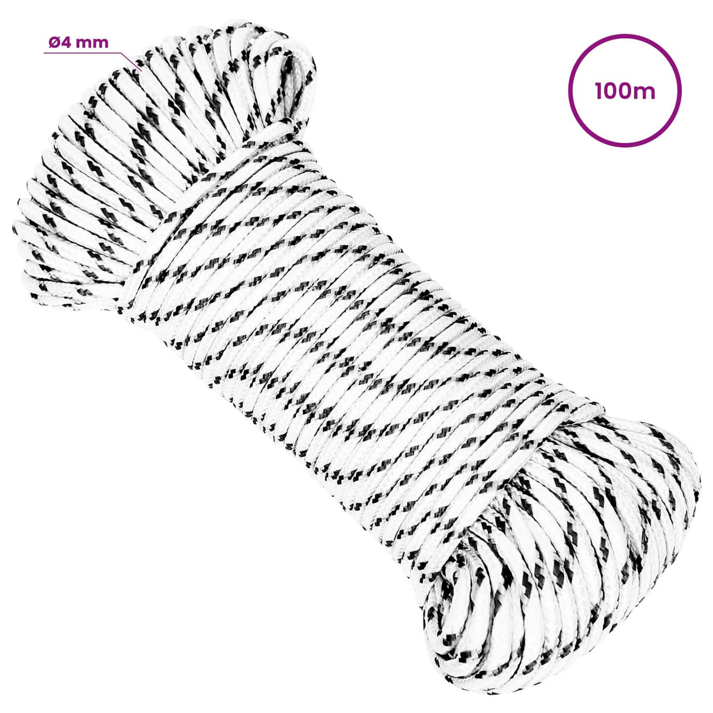 Multipurpose Utility Rope 4 mm 100 m White Polyester