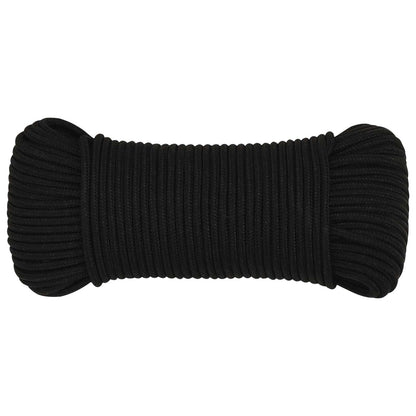 Multipurpose Utility Rope 5 mm 50 m Black Polyester