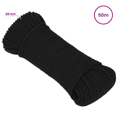 Multipurpose Utility Rope 5 mm 50 m Black Polyester