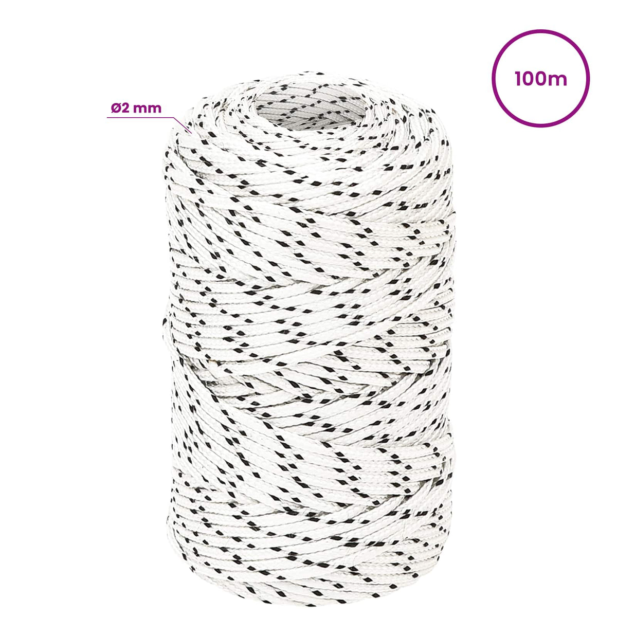 Multipurpose Utility Rope 2 mm 100 m White Polyester