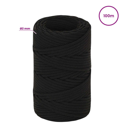 Multipurpose Utility Rope 2 mm 100 m Black Polyester