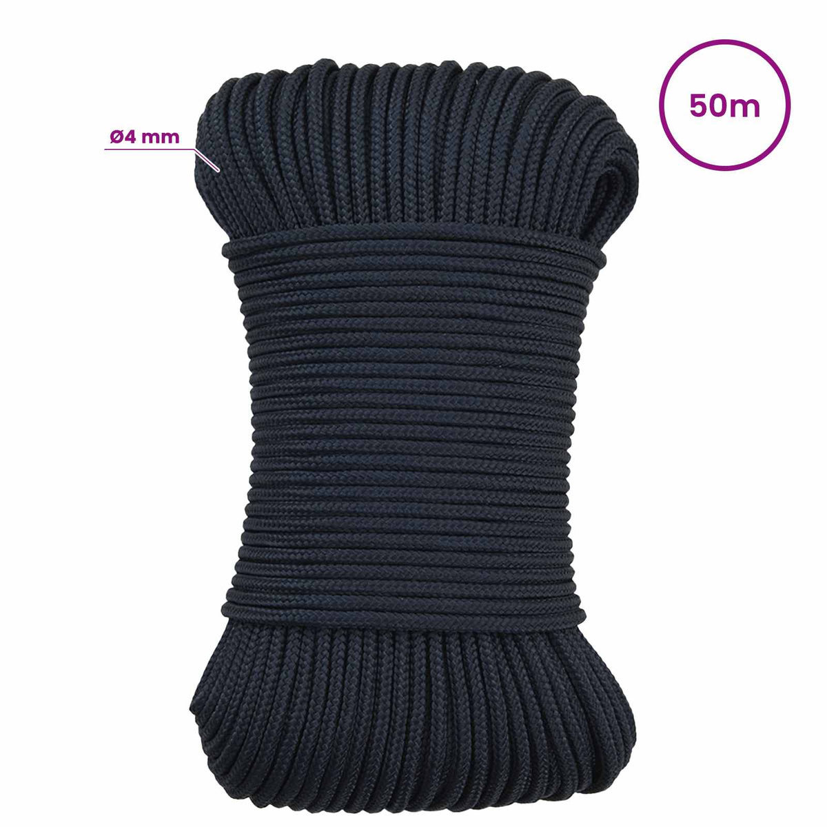 Multipurpose Utility Rope 4 mm 50 m Royal Blue Polyester