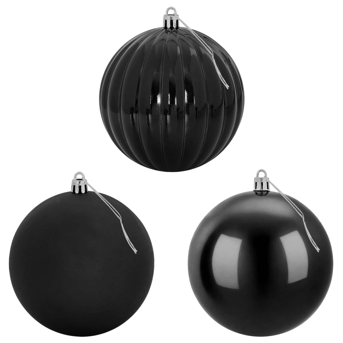 Christmas Ball Set XXL 3 pcs Black Ø 25 cm Plastic