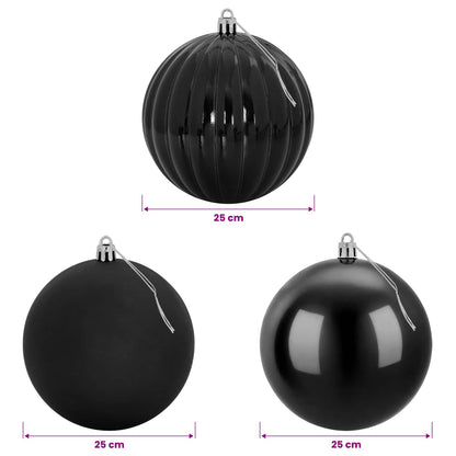Christmas Ball Set XXL 3 pcs Black Ø 25 cm Plastic