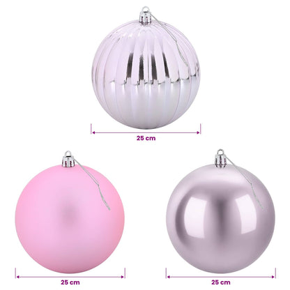 Christmas Ball Set XXL 3 pcs Pink Ø 25 cm Plastic