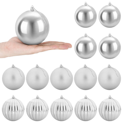 Christmas Ball Set XL 15 pcs Silver Ø 10 cm Plastic