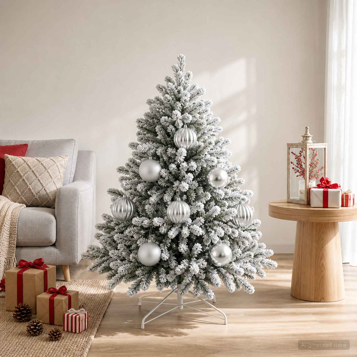 Christmas Ball Set XL 9 pcs Silver Ø 15 cm Plastic