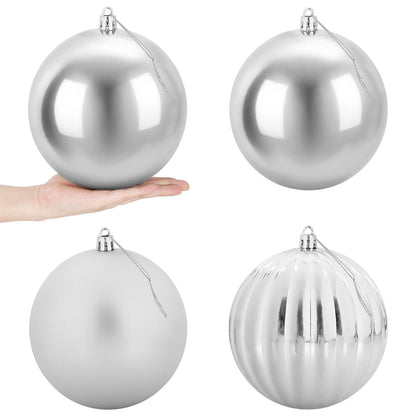 Christmas Ball Set XXL 4 pcs Silver Ø 20 cm Plastic