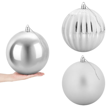 Christmas Ball Set XXL 3 pcs Silver Ø 25 cm Plastic