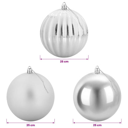 Christmas Ball Set XXL 3 pcs Silver Ø 25 cm Plastic