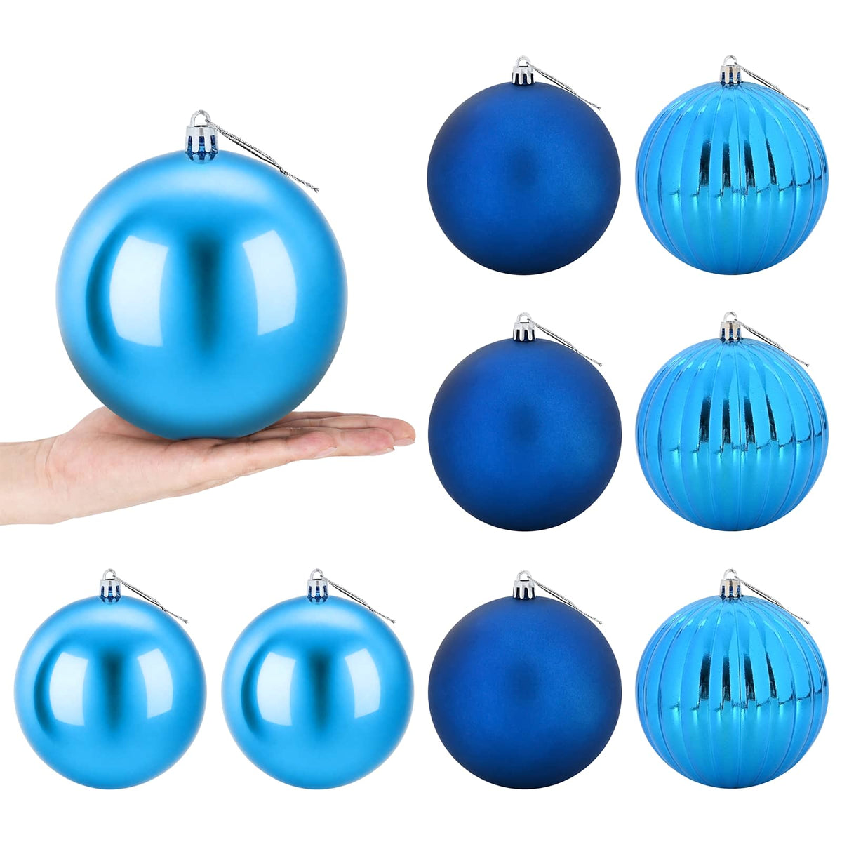 Christmas Ball Set XL 9 pcs Blue Ø 15 cm Plastic
