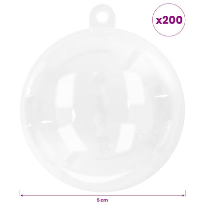Christmas Ball Set 200 pcs Transparent Dia. 5 cm Plastic