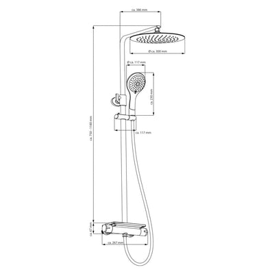 Overhead Shower Set with Thermostatic Mixer GRANDE VITA Chrome-white