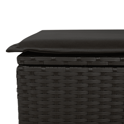 17 Piece Garden Dining Set with Cushions Black Poly Rattan